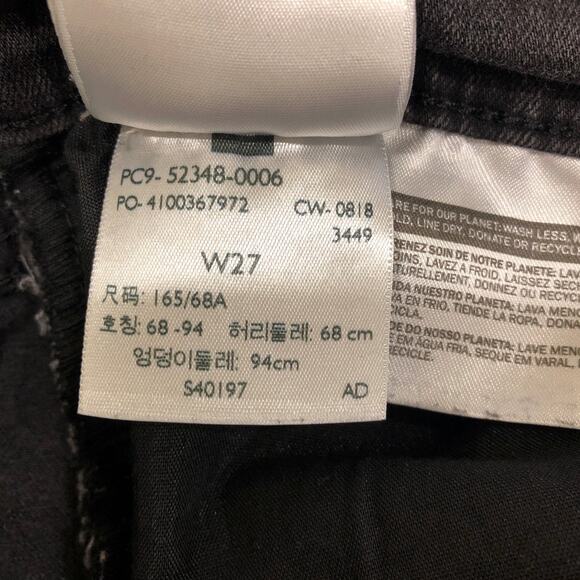 Levi's Black Mile High Super Skinny Thrashed Ankle Jeans Womens Sz 27 - Picture 7 of 8